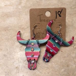 Serape bull earrings